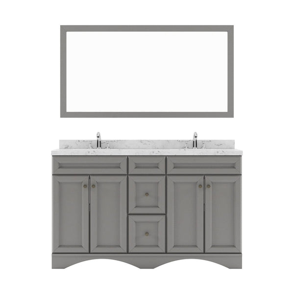 Talisa 60 Double Bath Vanity in Gray with Cultured Marble Quartz Top white background