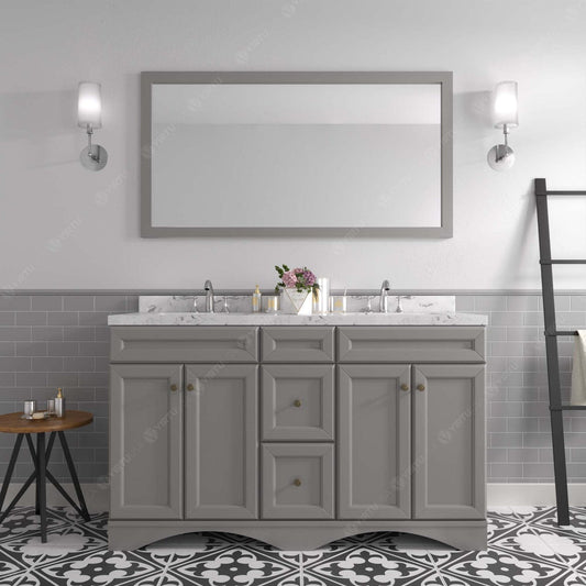 Talisa 60" Double Bath Vanity in Gray with Cultured Quartz Top front view