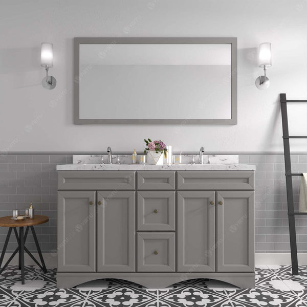 Talisa 60 Double Bath Vanity in Gray with Cultured Quartz Top front view