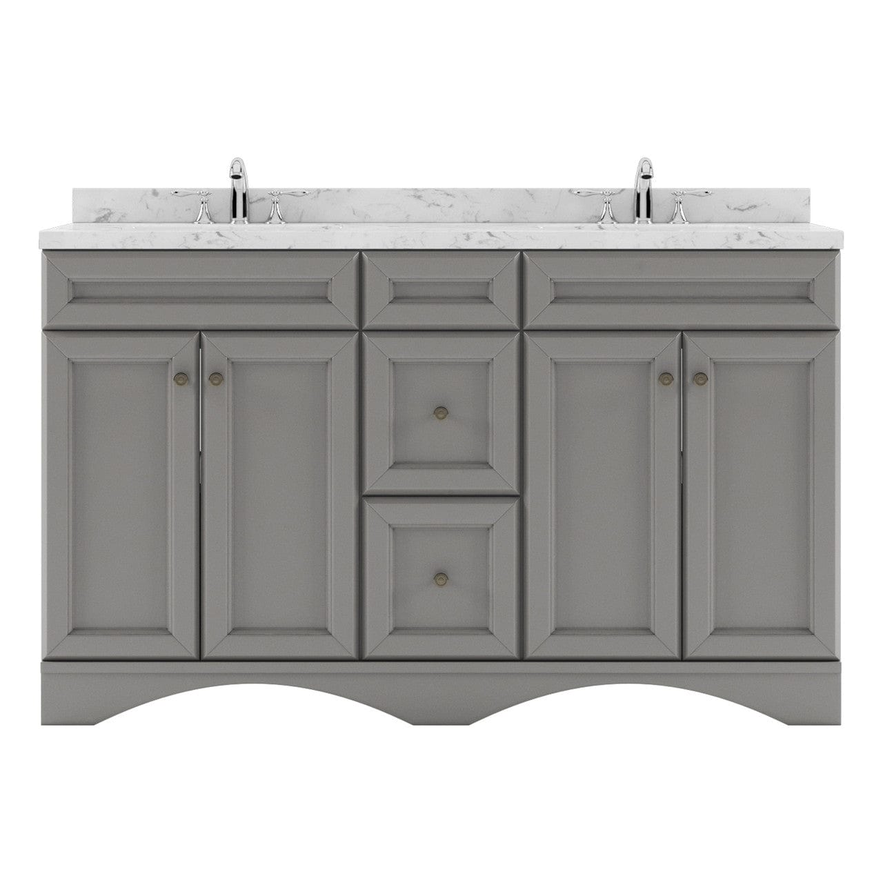 Talisa 60" Double Bath Vanity in Gray with Cultured Quartz Top white background