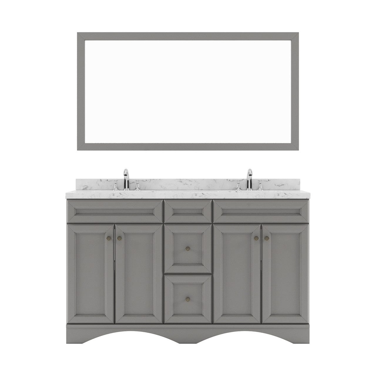 Talisa 60" Double Bath Vanity in Gray with Quartz Top white background