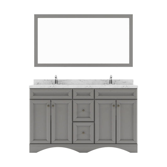 Talisa 60" Double Bath Vanity in Gray with Quartz Top white background