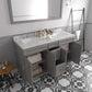 Talisa 60" Double Bath Vanity in Gray with Quartz Top drawers open