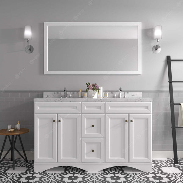 Talisa 60 Double Bath Vanity in White with Cultured Marble Quartz Top front view