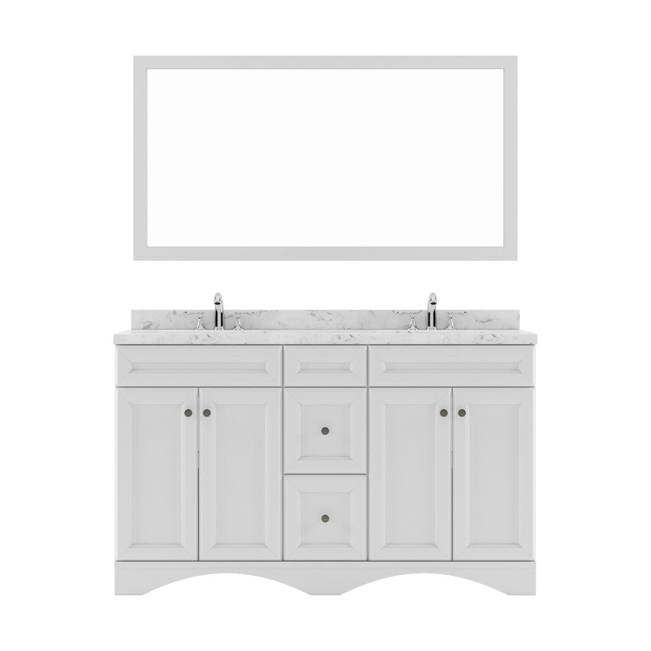 Talisa 60" Double Bath Vanity in White with Cultured Marble Quartz Top white background