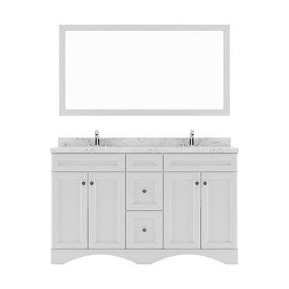 Talisa 60" Double Bath Vanity in White with Cultured Marble Quartz Top white background