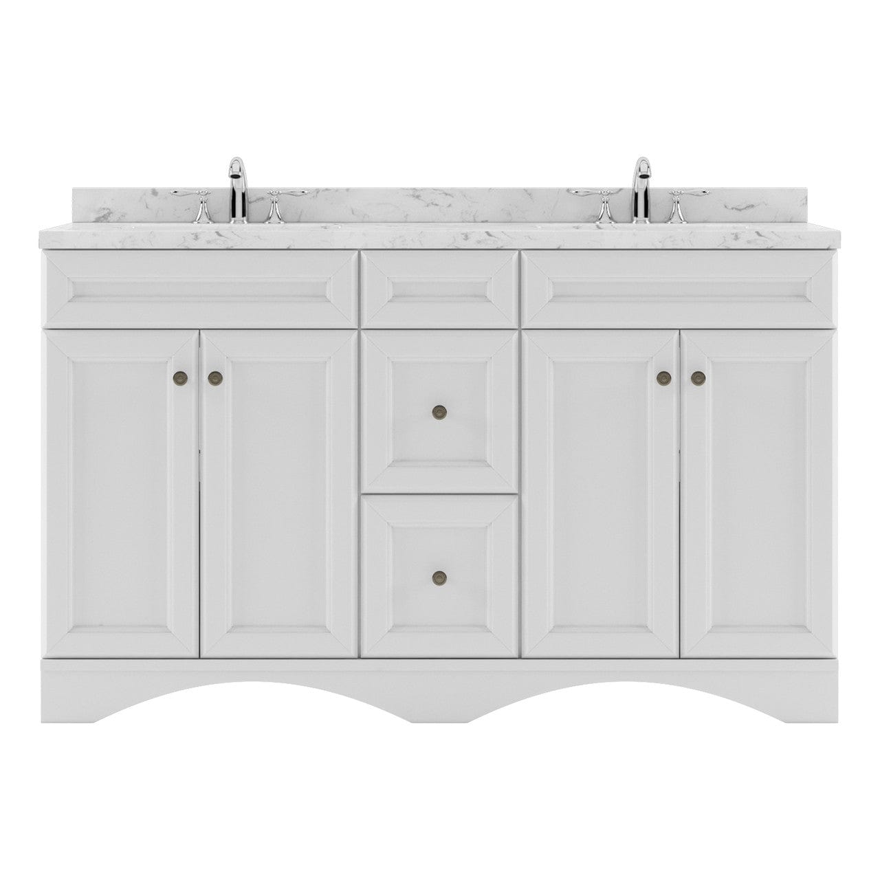 Talisa 60" Double Bath Vanity in White with Cultured Marble Quartz Top by Virtu USA  white background