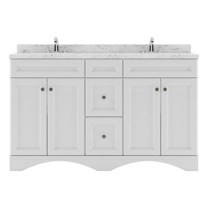 Talisa 60" Double Bath Vanity in White with Cultured Marble Quartz Top by Virtu USA  white background