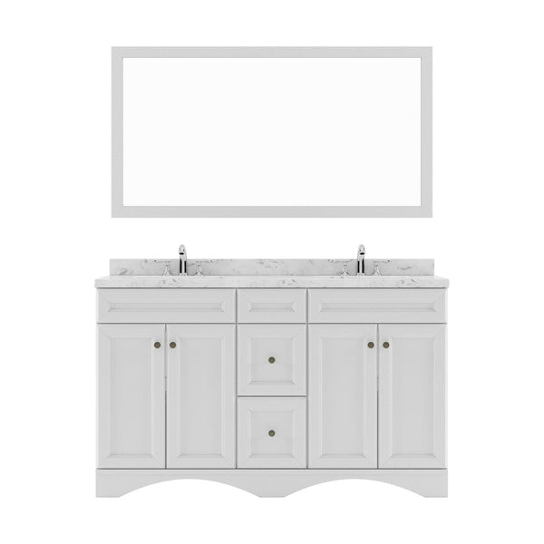 Talisa 60 Double Bath Vanity in White with Cultured Quartz Top and Sinks white background
