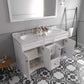 Talisa 60" Double Bath Vanity in White with Cultured Quartz Top and Sinks drawers open