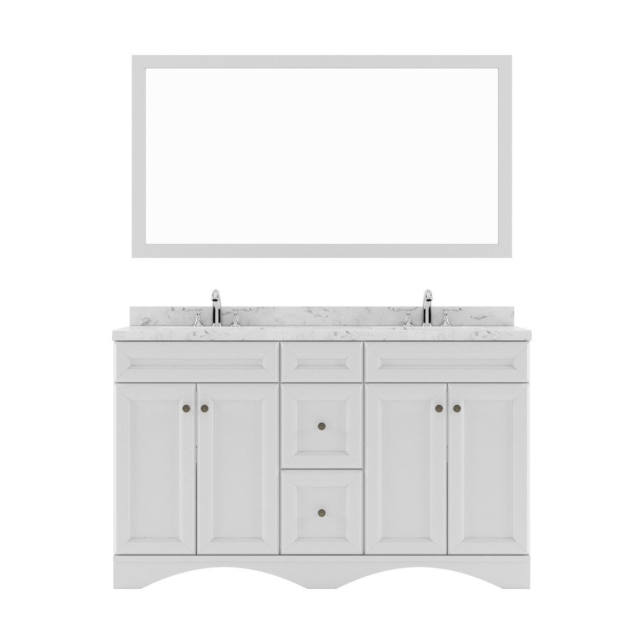 Talisa 60" Double Bath Vanity in White with Quartz Top white background