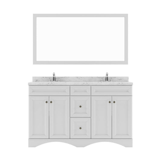 Talisa 60" Double Bath Vanity in White with Quartz Top white background