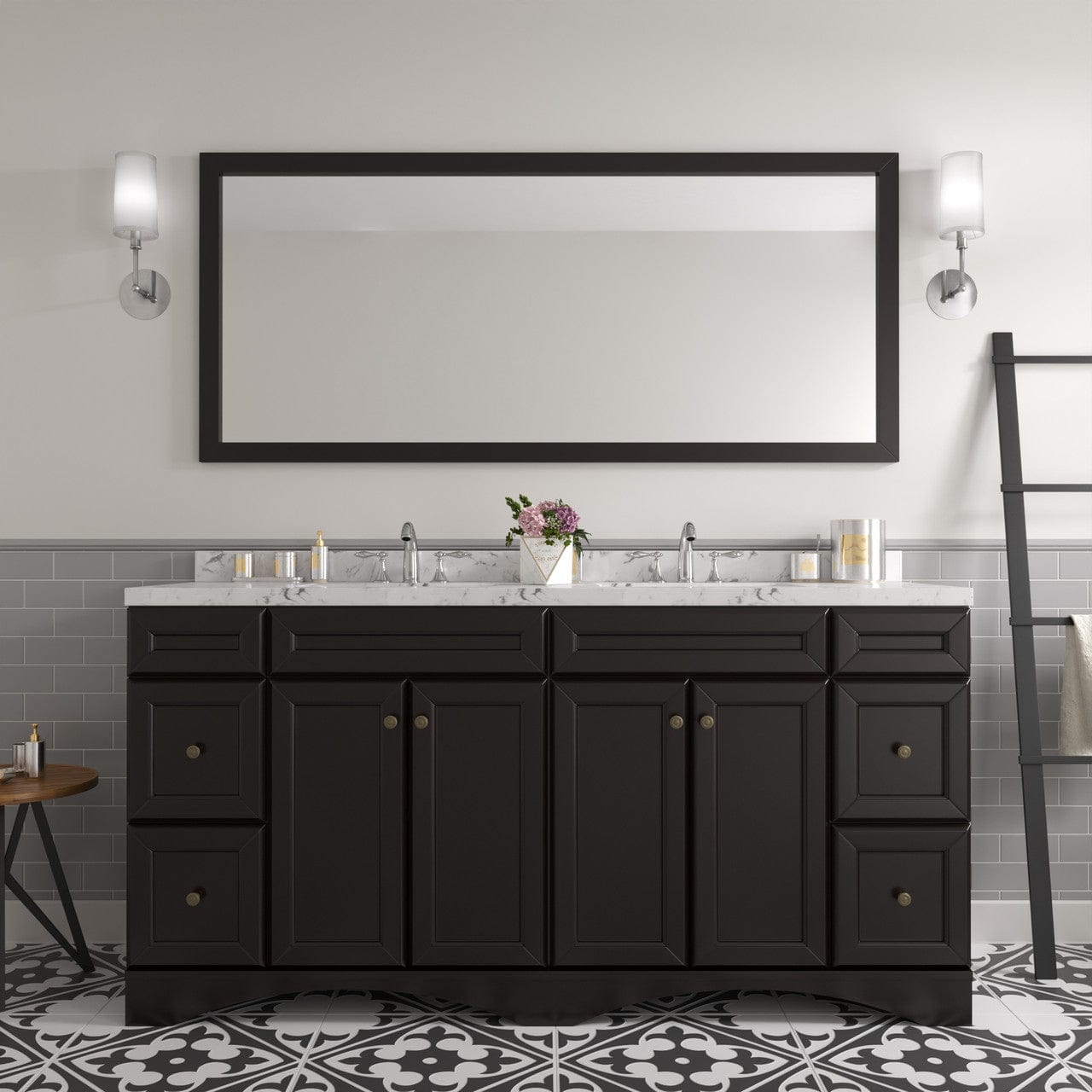 Talisa 72" Bath Vanity in Espresso with Cultured Marble Quartz Top by Virtu USA front view