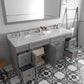 Talisa 72" Double Bath Vanity in Gray with Cultured Marble Quartz Top drawers open