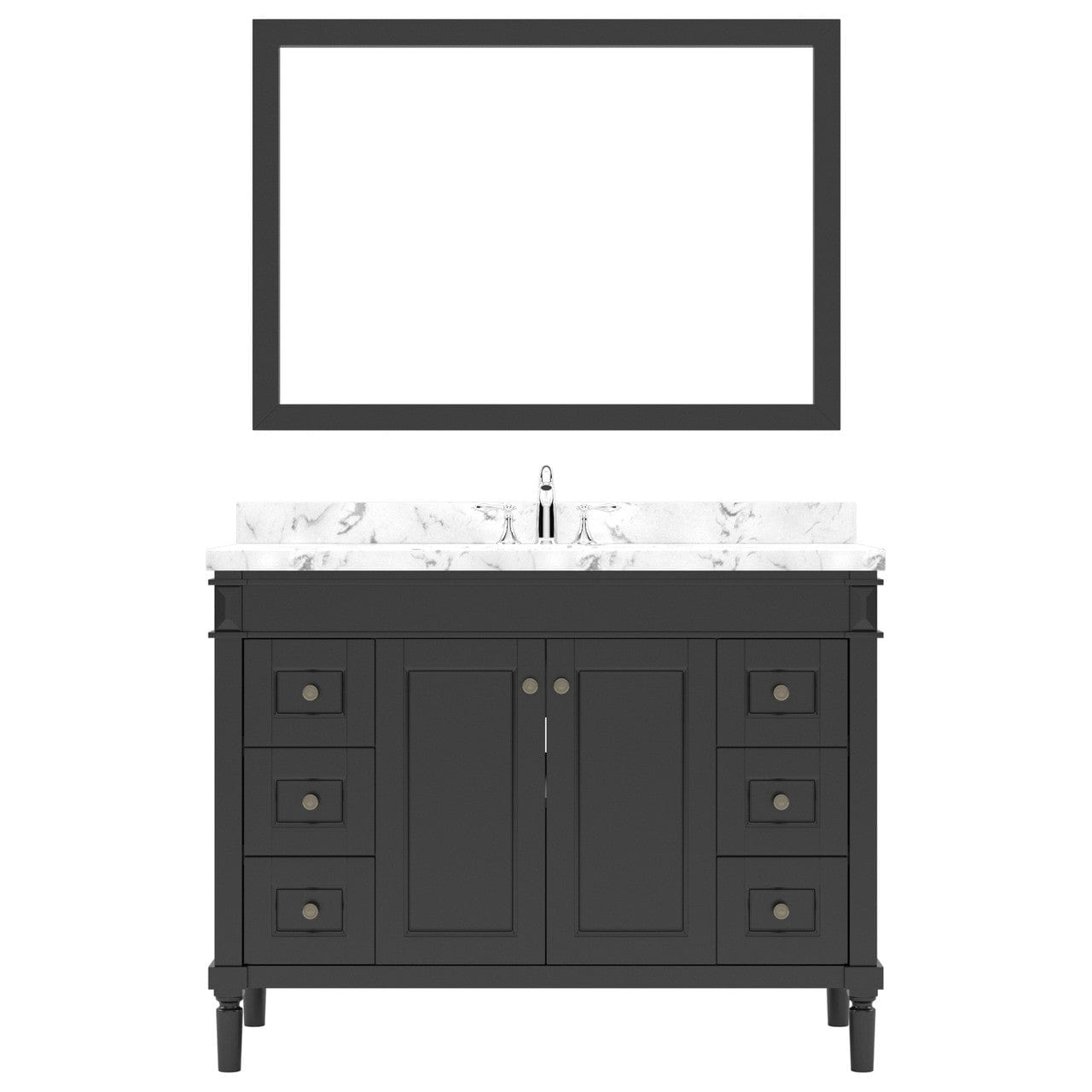 Tiffany 48" Bath Vanity in Espresso with Cultured Marble Quartz Top by Virtu USA white background