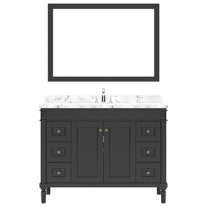 Tiffany 48" Bath Vanity in Espresso with Cultured Marble Quartz Top by Virtu USA white background