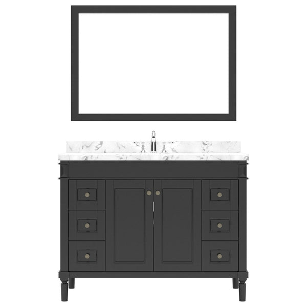 Tiffany 48 Bath Vanity in Espresso with Cultured Marble Quartz Top by Virtu USA white background