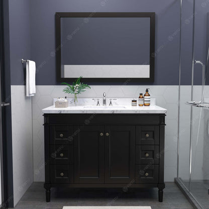 Tiffany 48" Bath Vanity in Espresso with Cultured Marble Quartz Top by Virtu USA front view