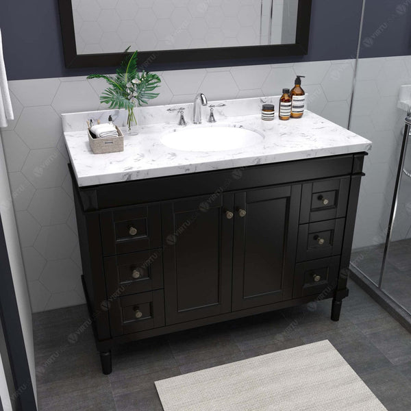 Tiffany 48 Bath Vanity in Espresso with Quartz Top perspective