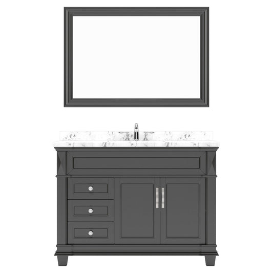 Victoria 48" Bath Vanity in Espresso with Cultured Marble Quartz Top by Virtu USA white background