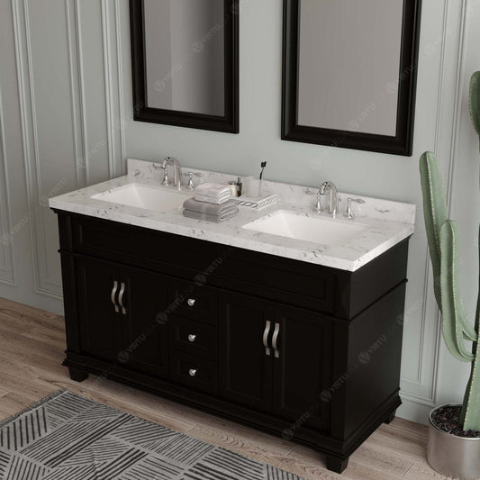 Victoria 60" Bath Vanity in Espresso with Cultured Marble Quartz Top by Virtu USA side view