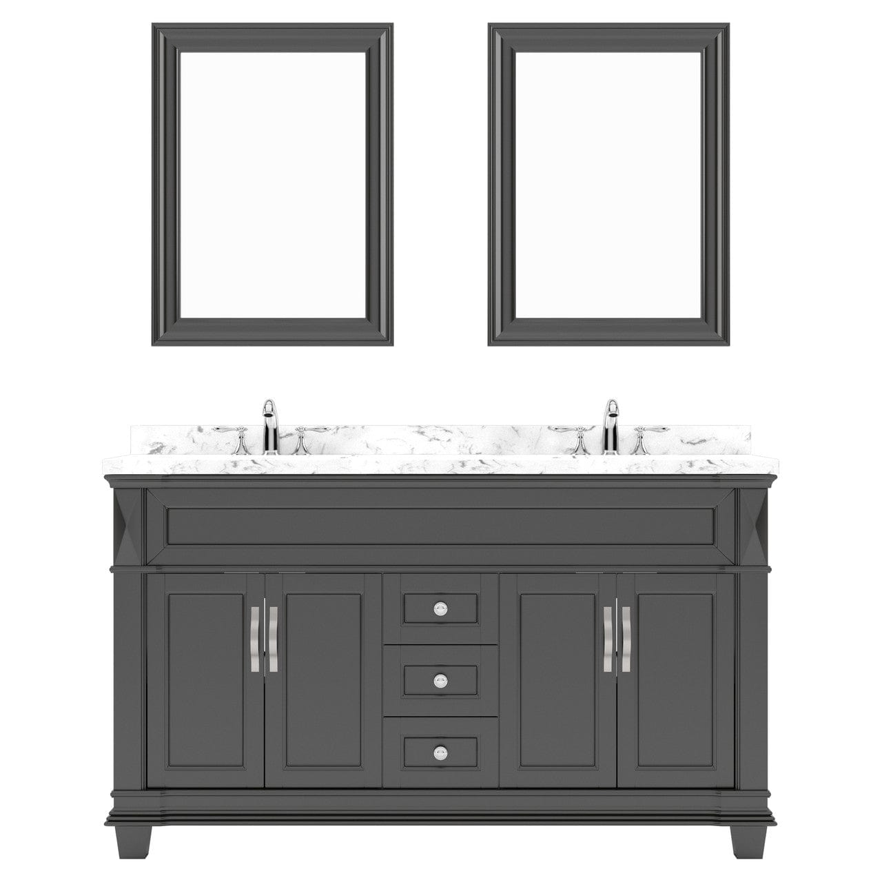 Victoria 60" Bath Vanity in Espresso with Cultured Marble Quartz Top by Virtu USA white background