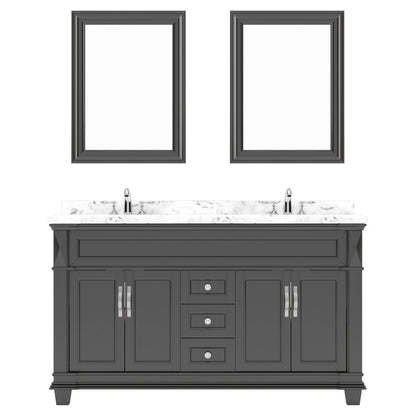 Victoria 60" Bath Vanity in Espresso with Cultured Marble Quartz Top by Virtu USA white background