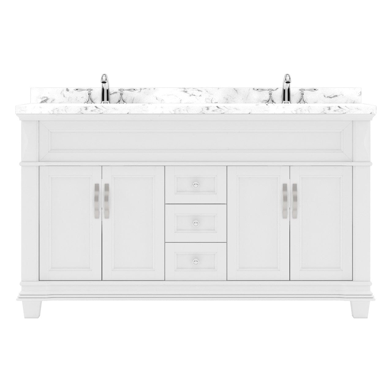 Victoria 60" Bath Vanity in White with Cultured Marble Quartz Top by Virtu USA white background