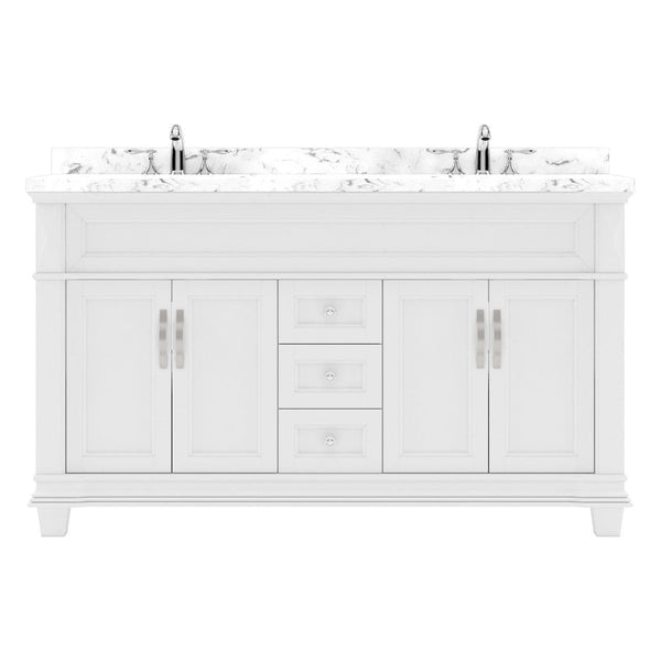 Victoria 60 Bath Vanity in White with Cultured Marble Quartz Top by Virtu USA white background