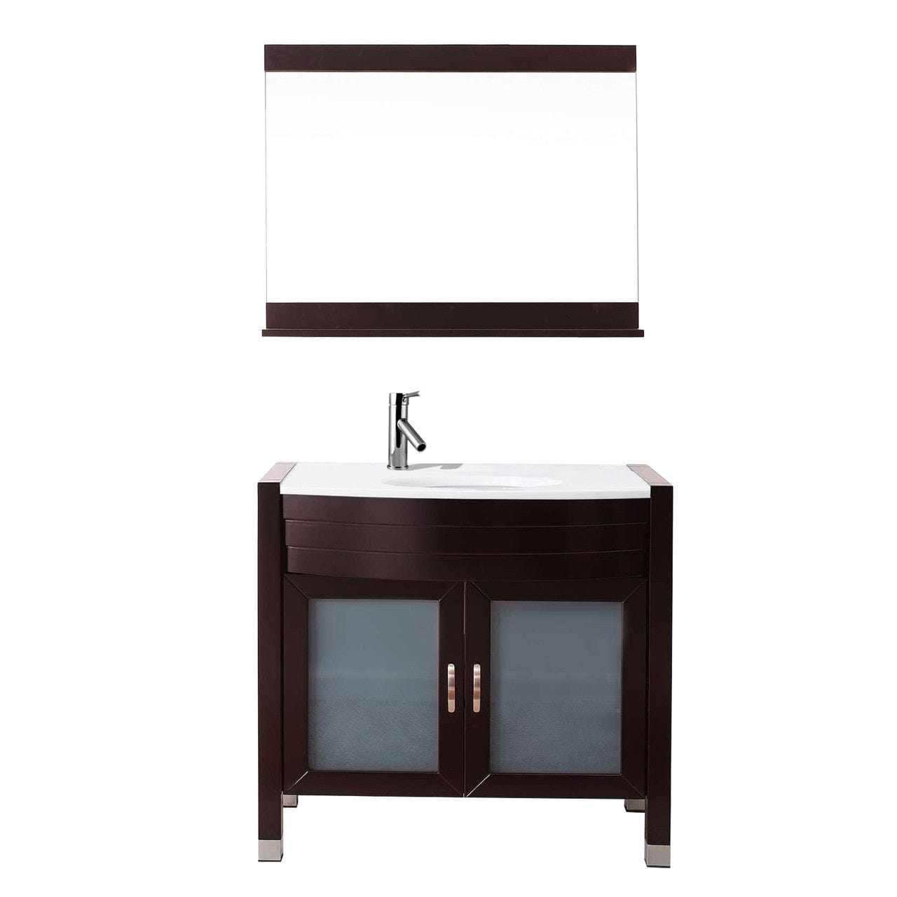 Virtu USA Ava 36" Single Vanity with Aqua Tempered Glass countertop in Espresso