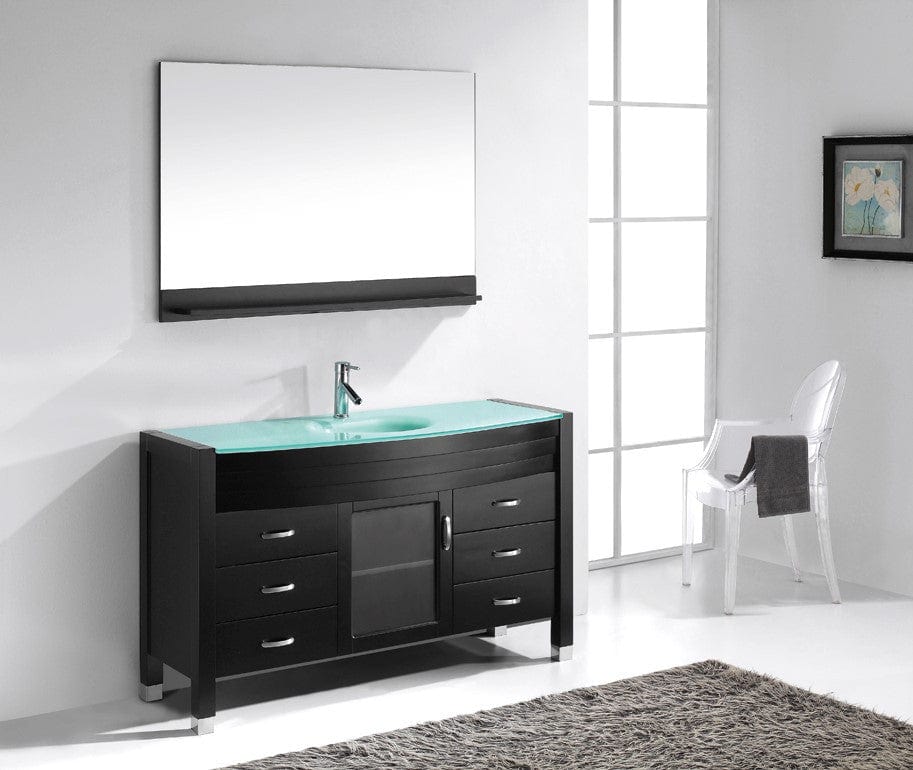 Virtu USA Ava 55 Single Bathroom Vanity Set in Espresso w/ Tempered Glass Counter-Top