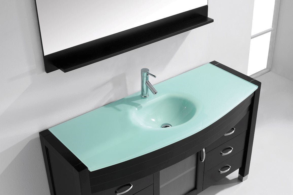 Virtu USA Ava 55 Single Bathroom Vanity Set in Espresso w/ Tempered Glass Counter-Top