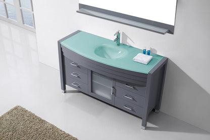 Virtu USA Ava 55 Single Bathroom Vanity Set in Grey | Tempered Glass Counter-Top