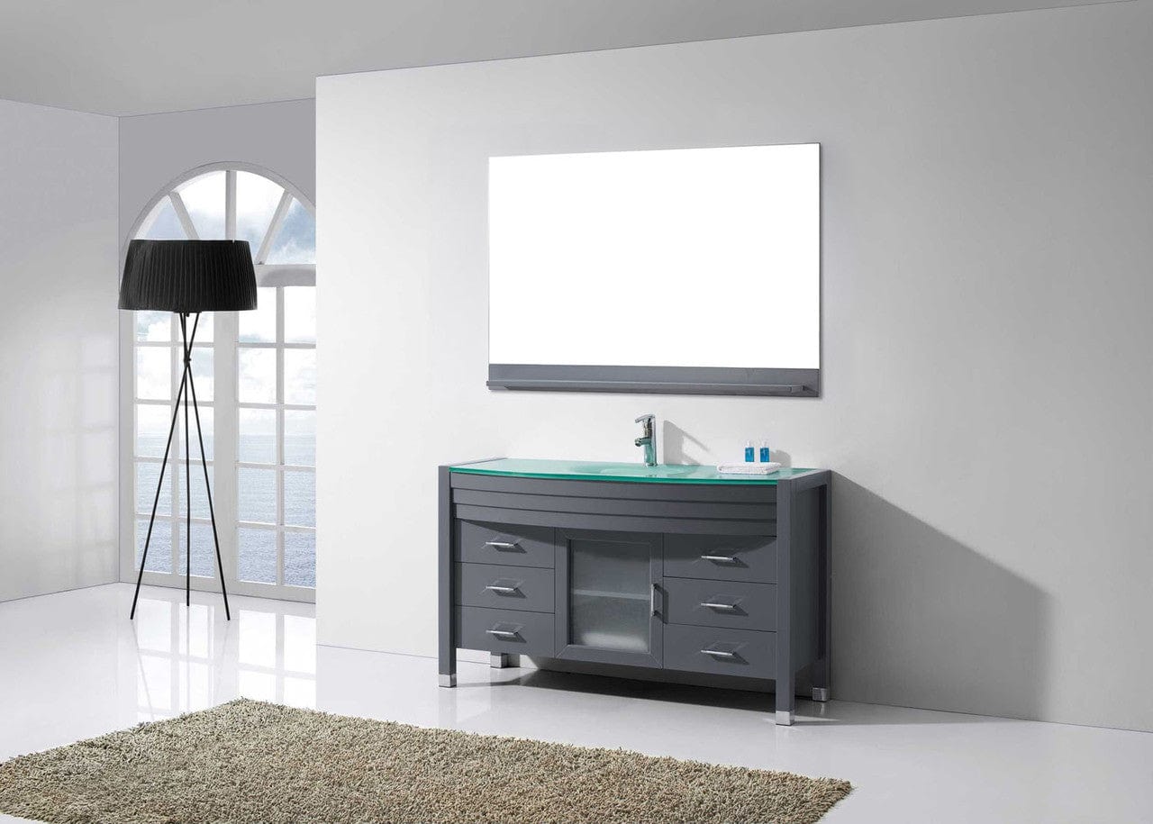 Virtu USA Ava 55 Single Bathroom Vanity Set in Grey | Tempered Glass Counter-Top