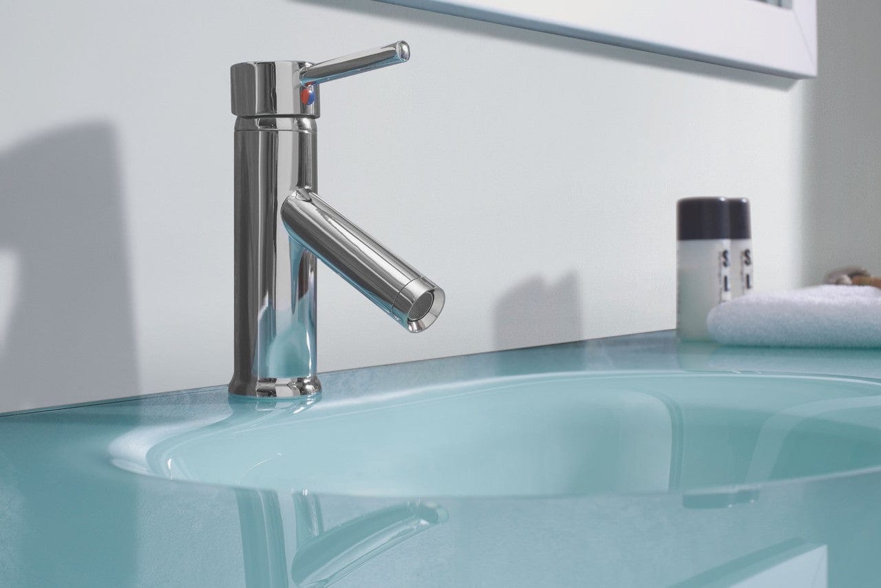 Virtu USA Ava 55 Single Bathroom Vanity Set in White w/ Tempered Glass Counter-Top