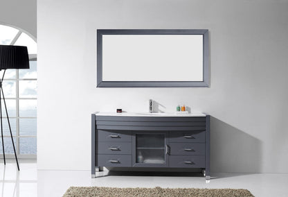 Virtu USA Ava 61 Single Bathroom Vanity Set in Grey | White Stone Counter-Top