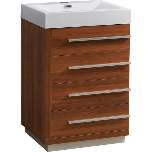 Virtu USA Bailey 24" Single Bathroom Vanity Cabinet in Plum w/ Polymarble Counter-Top