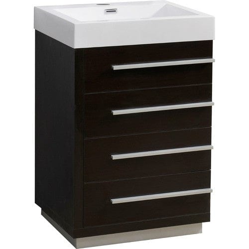 Virtu USA Bailey 24" Single Bathroom Vanity Cabinet in Wenge w/ Polymarble Counter-Top