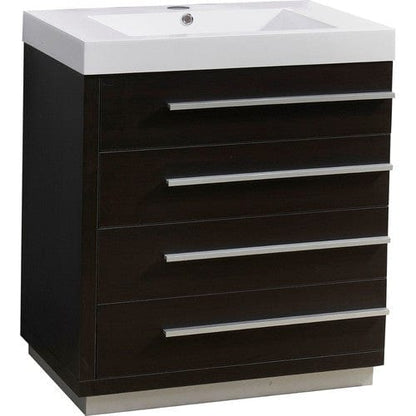 Virtu USA Bailey 30" Single Bathroom Vanity Cabinet in Wenge w/ Polymarble Counter-Top