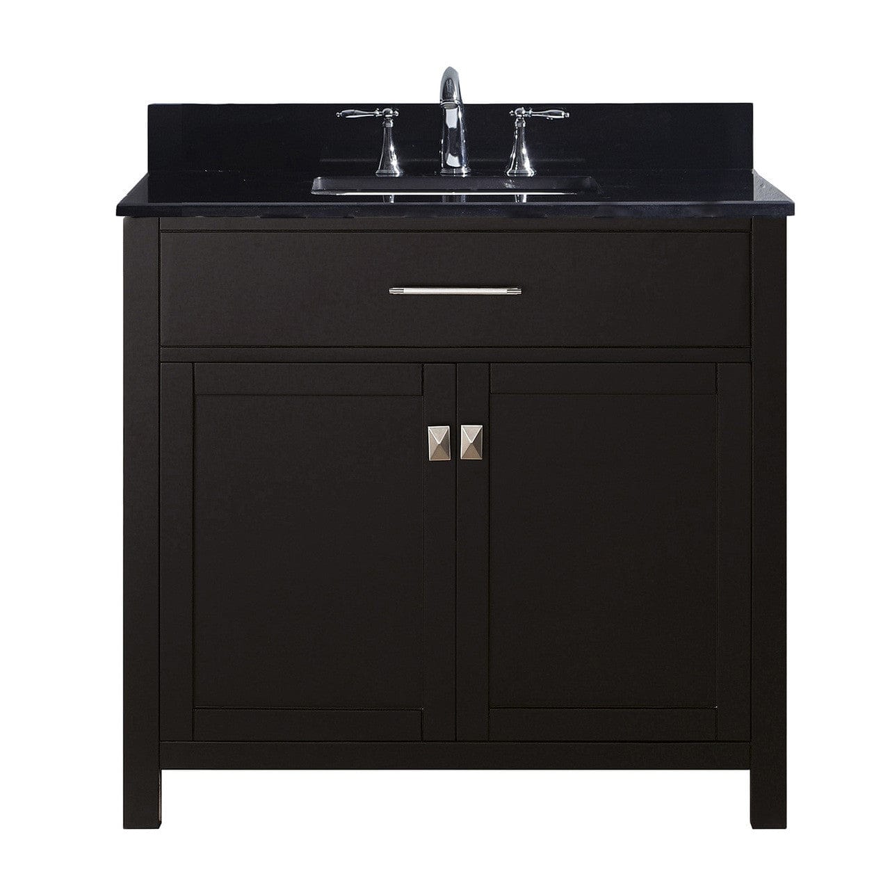 Virtu USA Caroline 36 Single Bathroom Vanity Set in Espresso w/ Black Galaxy Granite Counter-Top |Ê Square Basin