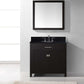 Virtu USA Caroline 36 Single Bathroom Vanity Set in Espresso w/ Black Galaxy Granite Counter-Top | Round Basin