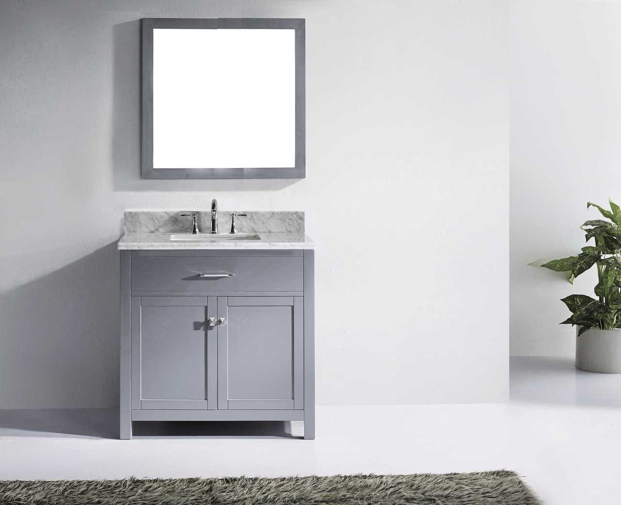 Modern Grey Bathroom Vanity with Marble Top