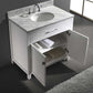 Virtu USA Caroline 36 Single Bathroom Vanity Set in White w/ Italian Carrara White Marble Counter-Top |Ê Round Basin