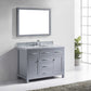 Virtu USA Caroline 48 Single Bathroom Vanity Set in Grey w/ Italian Carrara White Marble Counter-Top | Round Basin