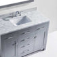 Virtu USA Caroline 48 Single Bathroom Vanity Set in Grey w/ Italian Carrara White Marble Counter-Top | Square Basin