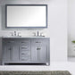 Virtu USA Caroline 60 Double Bathroom Vanity Set in Grey w/ Italian Carrara White Marble Counter-Top | Square Basin