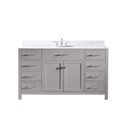 Virtu USA Caroline 60" Single Bathroom Vanity Set in Cashmere Gray w/ White | MS-2060-WMRO-CG