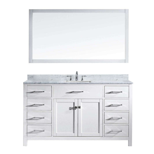 Virtu USA Caroline 60" Single Bathroom Vanity Set in White
