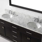 Virtu USA Caroline 72 Double Bathroom Vanity Set in Espresso w/ Italian Carrara White Marble Counter-Top |Ê Round Basin