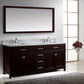 Virtu USA Caroline 72 Double Bathroom Vanity Set in Espresso w/ Italian Carrara White Marble Counter-Top| Square Basin